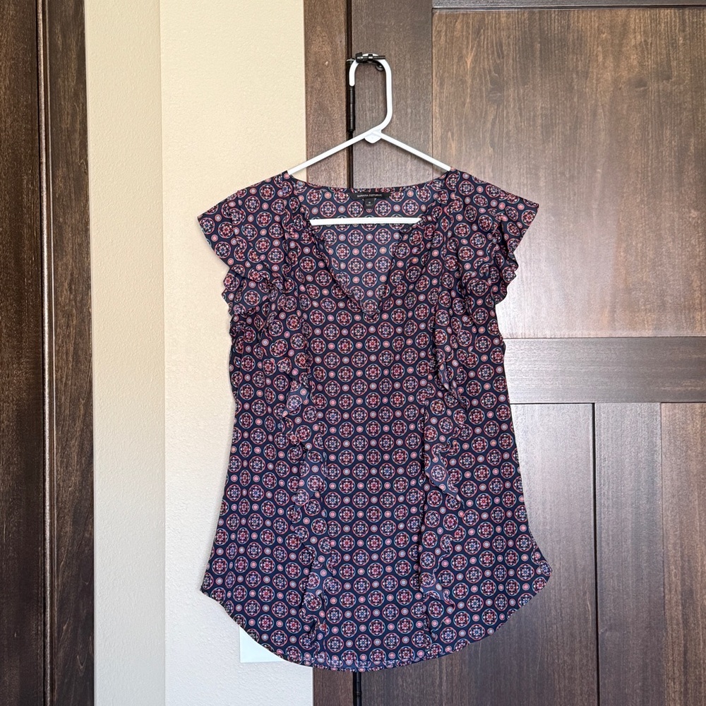 Banana Republic Women’s Paisley Cap Sleeve Sleeveless Ruffle Blouse Size Small